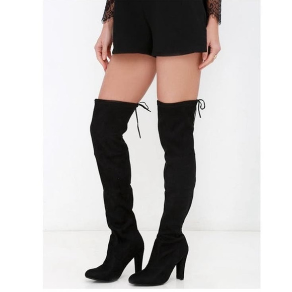 Steve Madden Gorgeous Black Suede Over the Knee Stunning Vegan Boots Size 8 - Picture 2 of 12